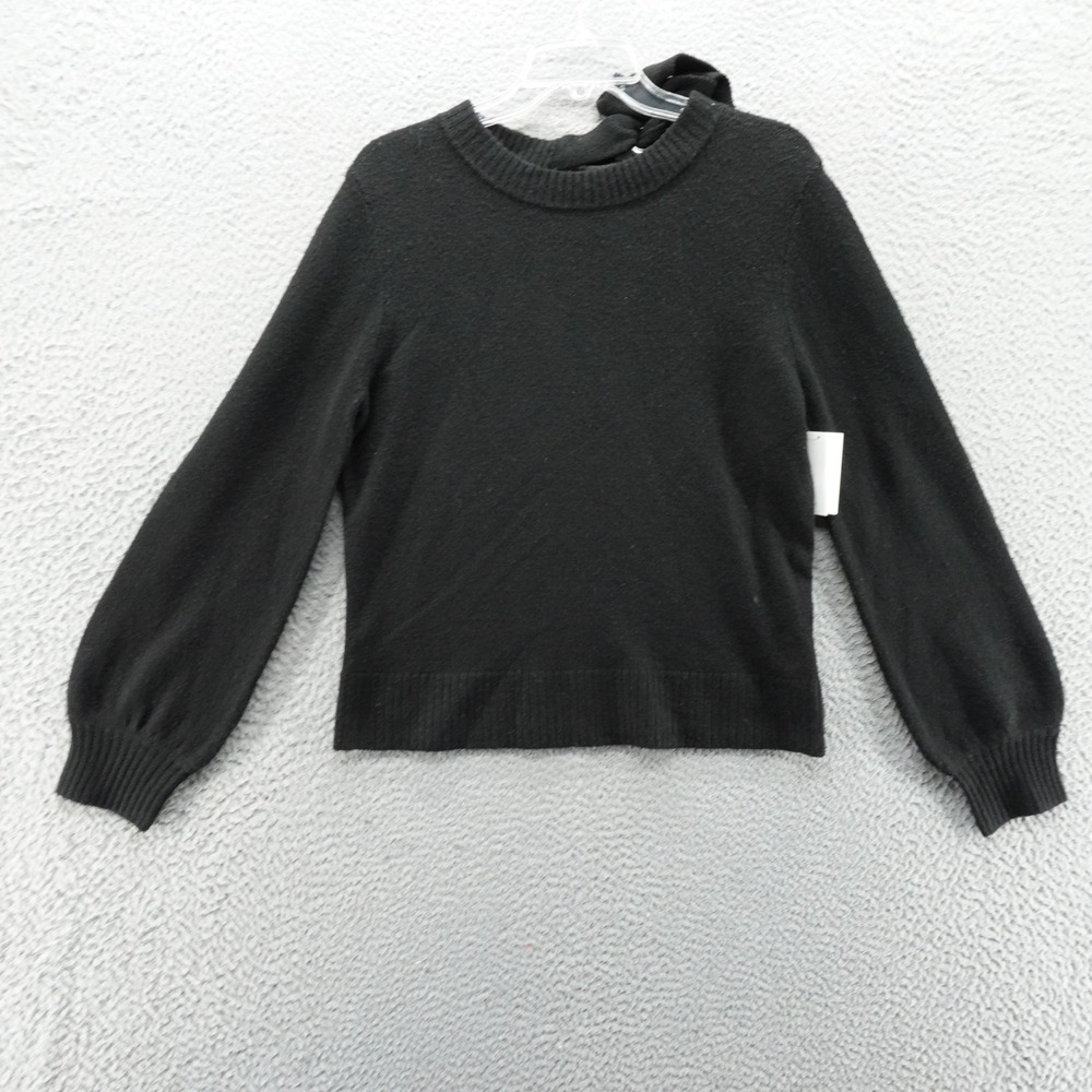 French Connection Black Back Bow Detail Crew Neck Knit Sweater XS 029436